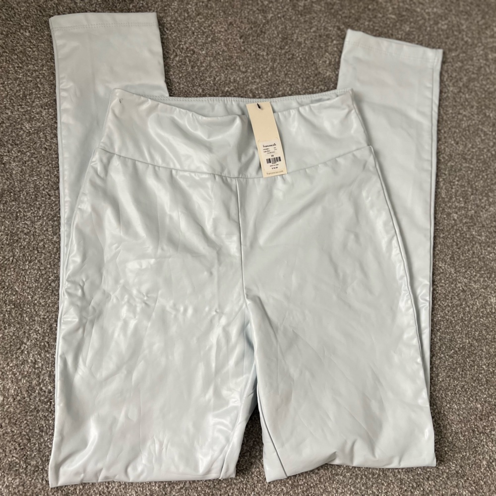 Francesca's Light Blue Faux Leather Leggings